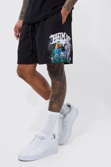 Short Loose Fit Dragon Mesh Basketball Short black