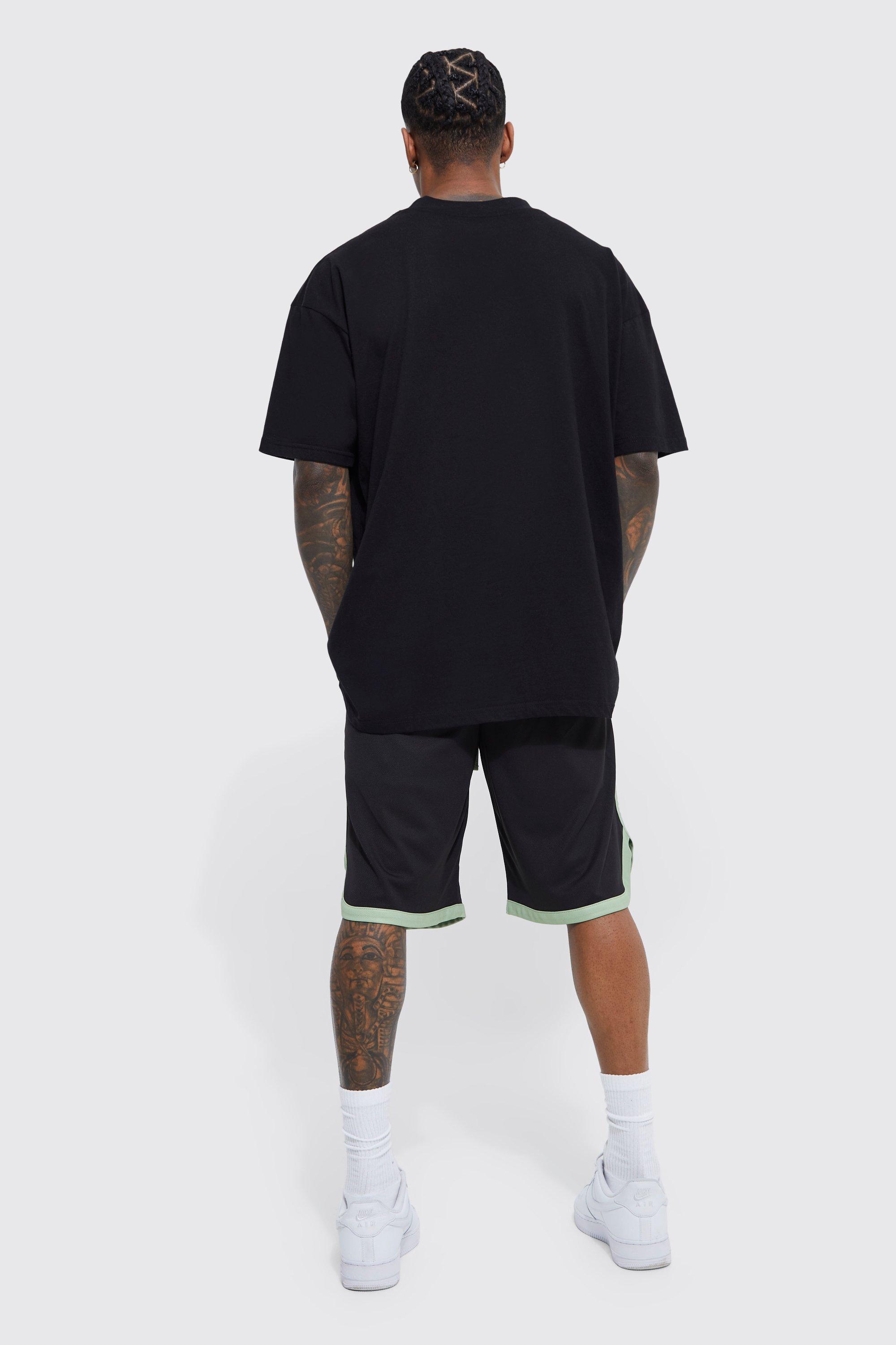 Long Loose Fit Homme Basketball Short boohoo