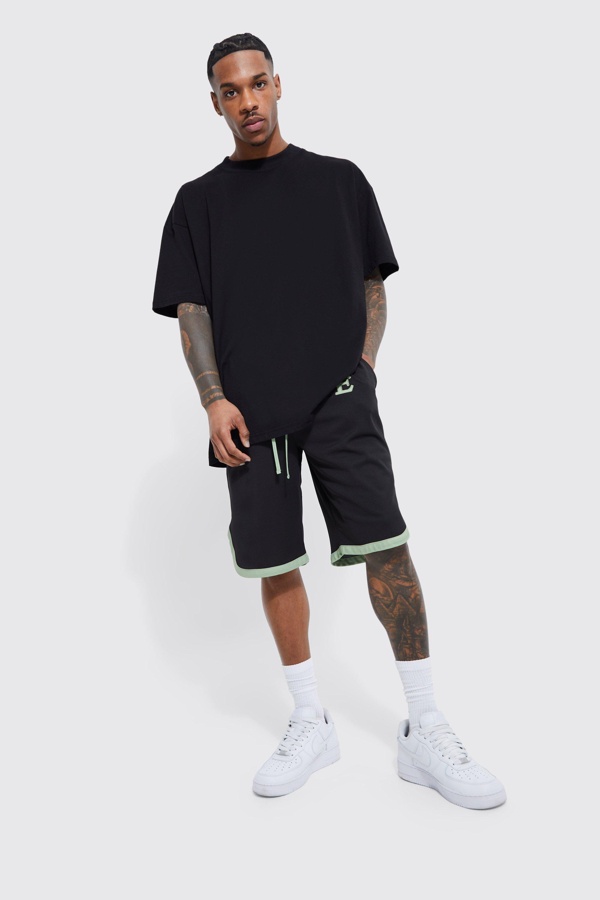 Long Loose Fit Homme Basketball Short boohoo