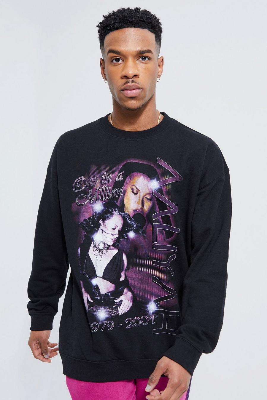 Black Oversized Aaliyah License Sweatshirt image number 1