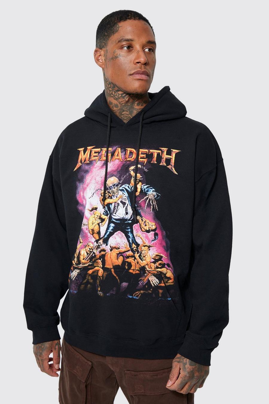 Black Oversized Megadeth License Hoodie image number 1