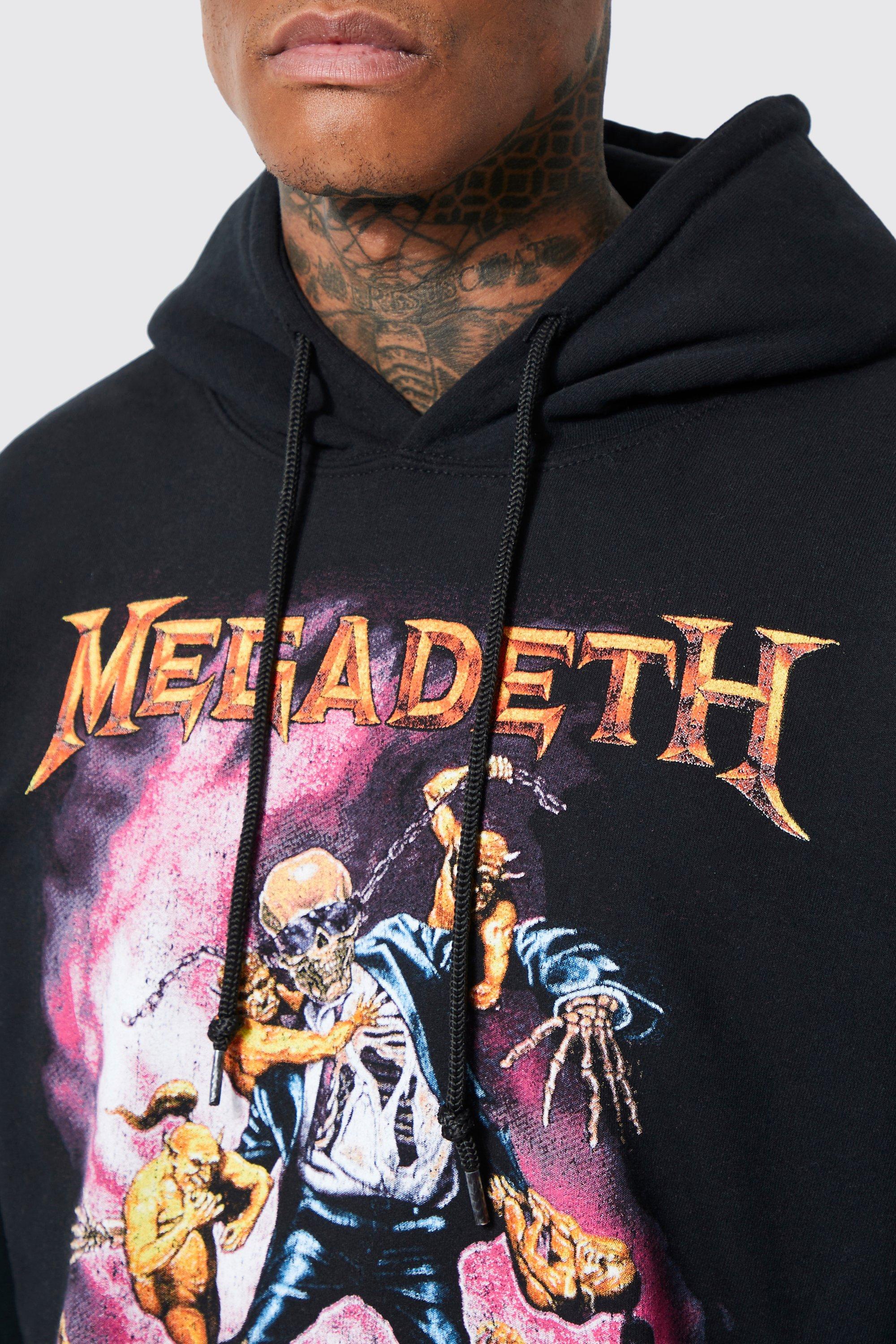 Men s Oversized Megadeth License Hoodie Boohoo UK