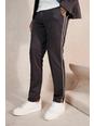 Black Skinny Dogstooth Side Piping Suit Trousers