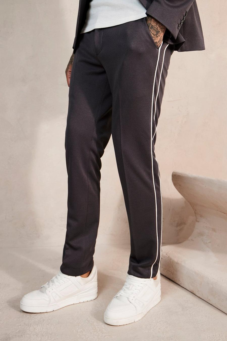 Pantaloni completo Skinny Fit in pied-de-poule con cordoncino laterale, Black image number 1