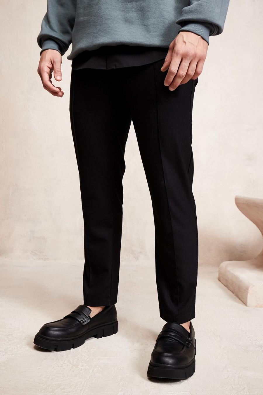 Black Slim Crop Pintuck Smart Jogger Trouser image number 1