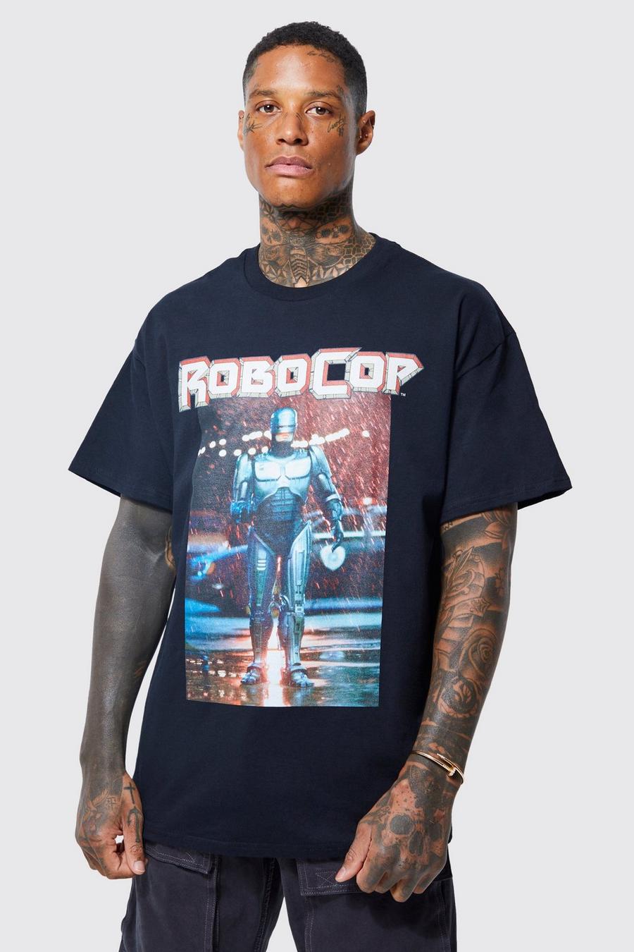 Black Oversized Robocop License T-shirt image number 1