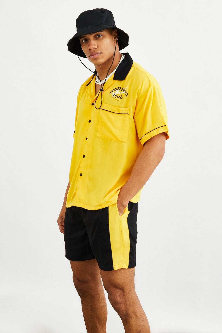 Boxy Shirt And Boxer Short Set, Yellow amarillo