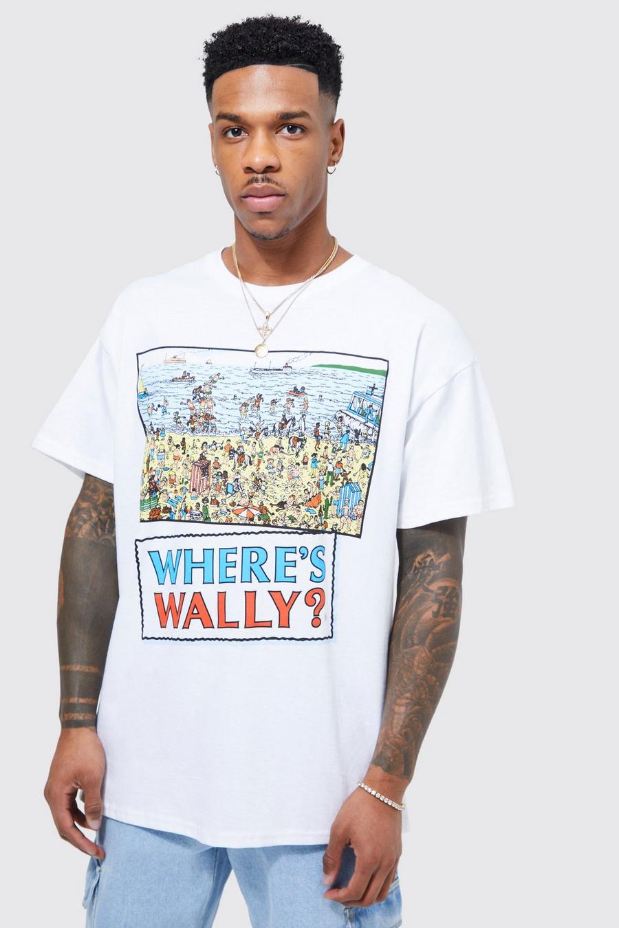 White vit Oversized Where's Wally License T-shirt