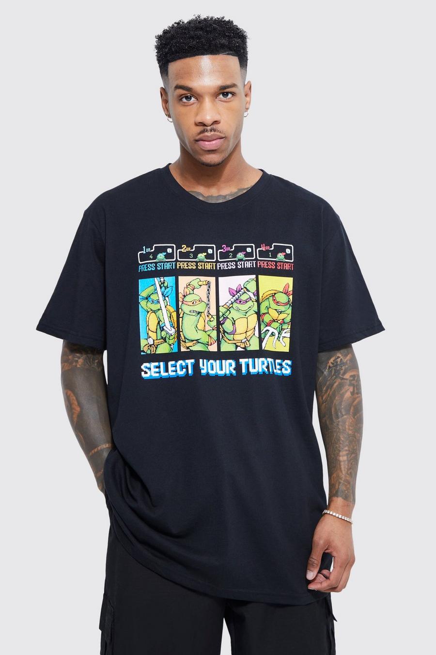 Black Oversized Teenage Mutant Ninja Turtle T-shirt image number 1
