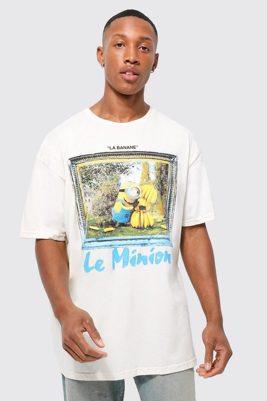 Ecru Oversized Minions License T-shirt image number 1