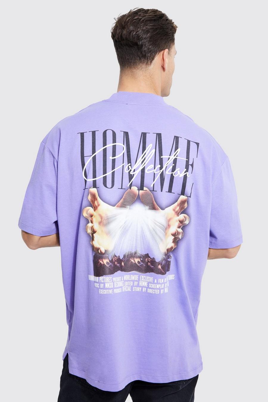 Purple Tall Oversized Extended Neck Homme  T-shirt image number 1