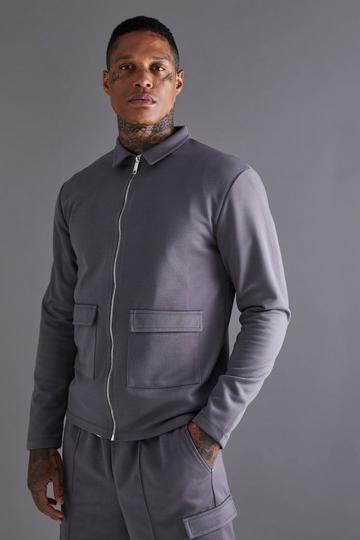 Slim Zip Through Harrington & Cargo Short grey