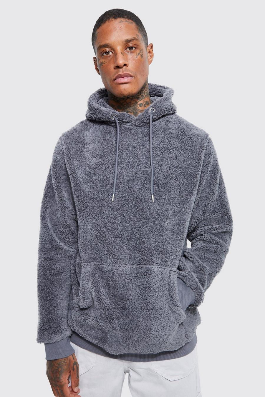Charcoal grey Borg Over The Head Hoodie