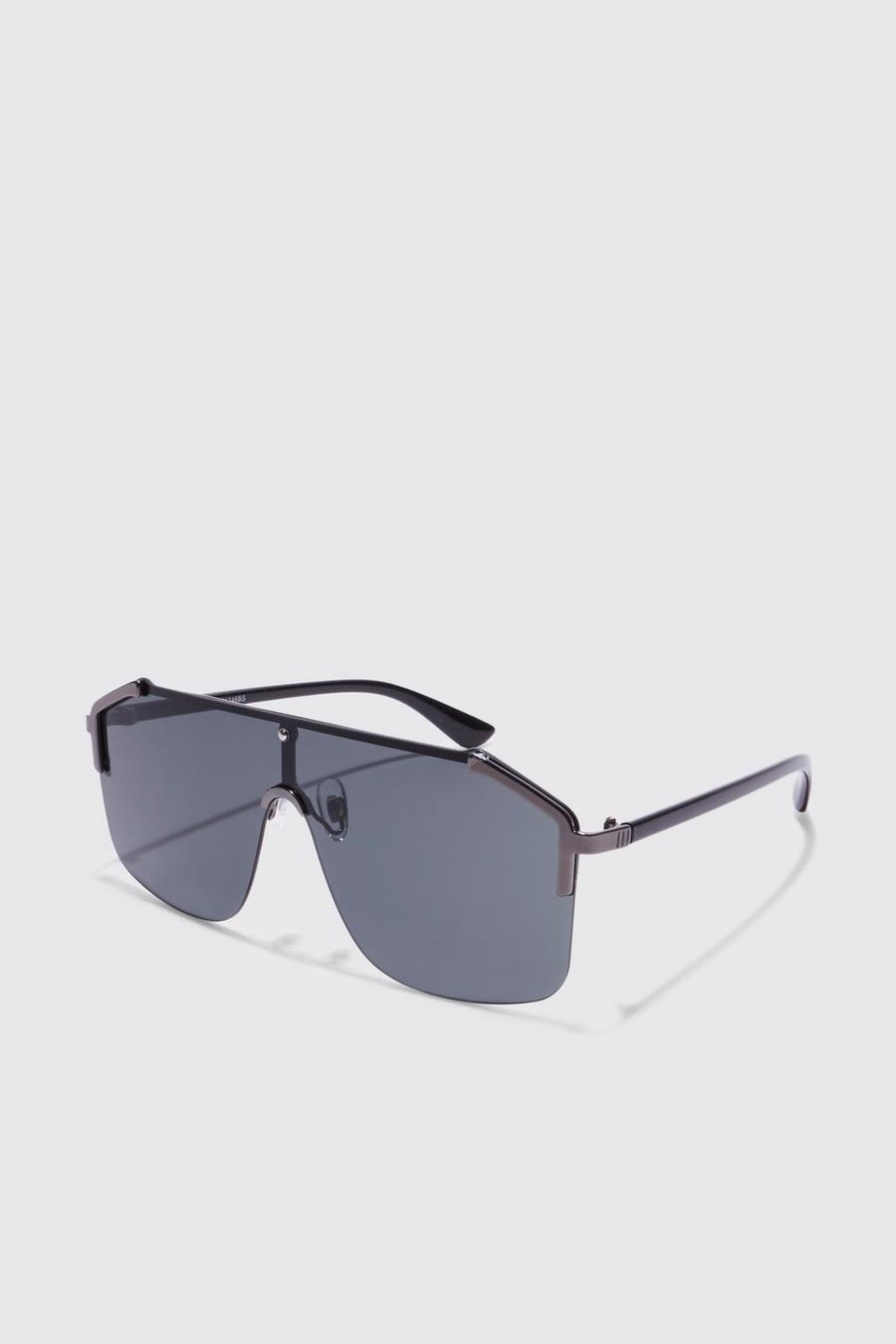 Black Overlay Aviator Sunglasses image number 1