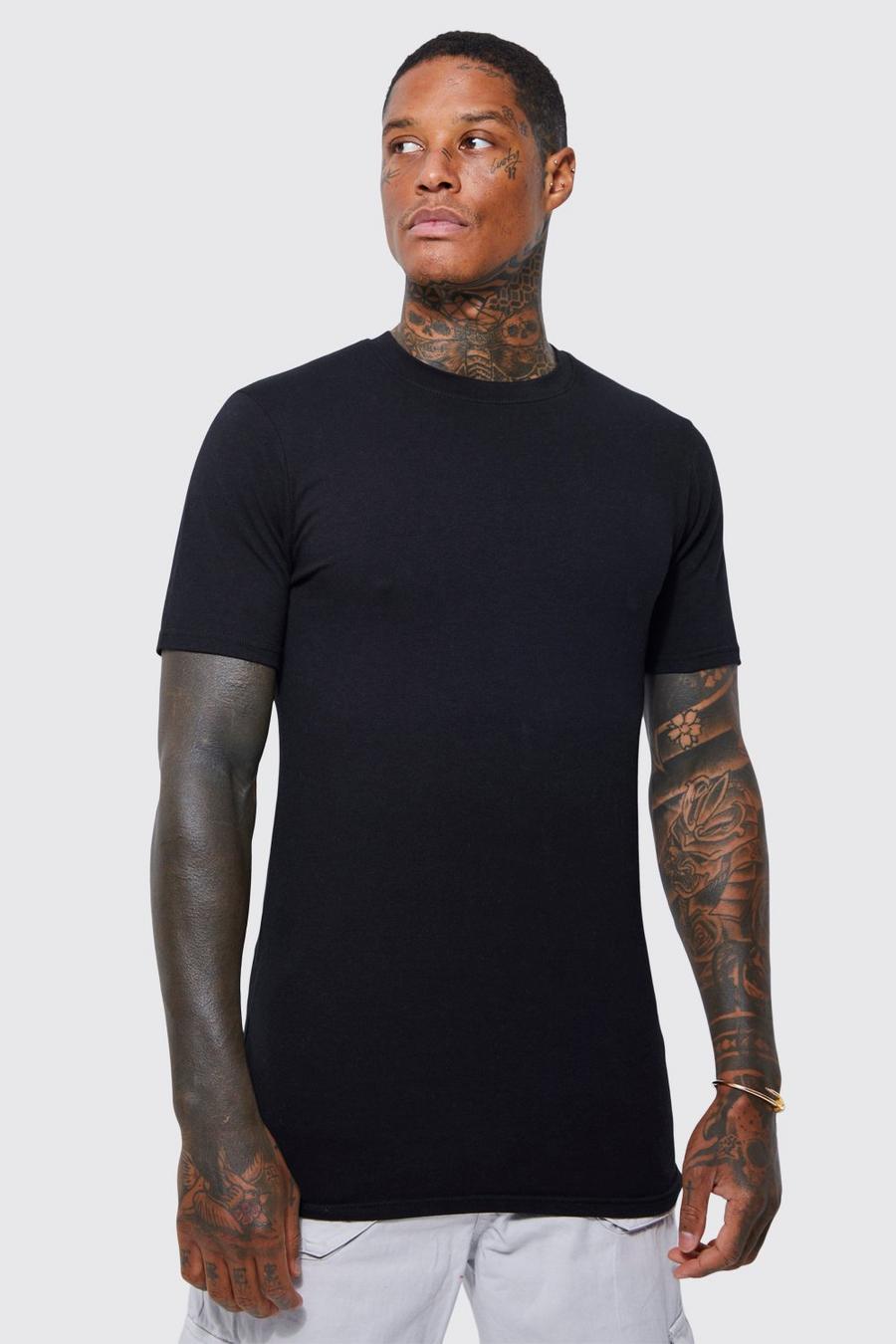 Black noir Long Line Muscle Fit T-Shirt image number 1