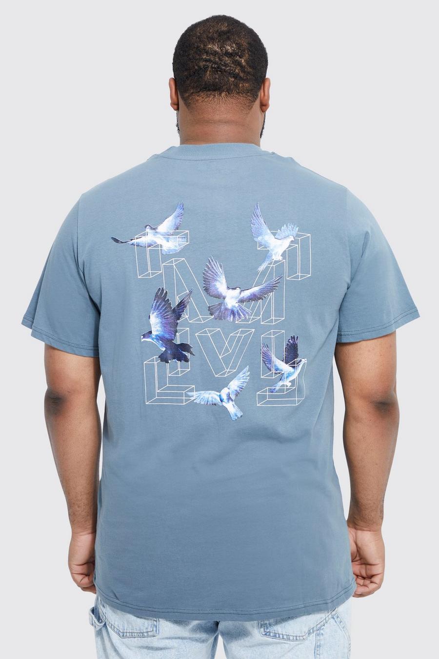 Slate grigio Plus Longline Extended Neck Dove T-shirt