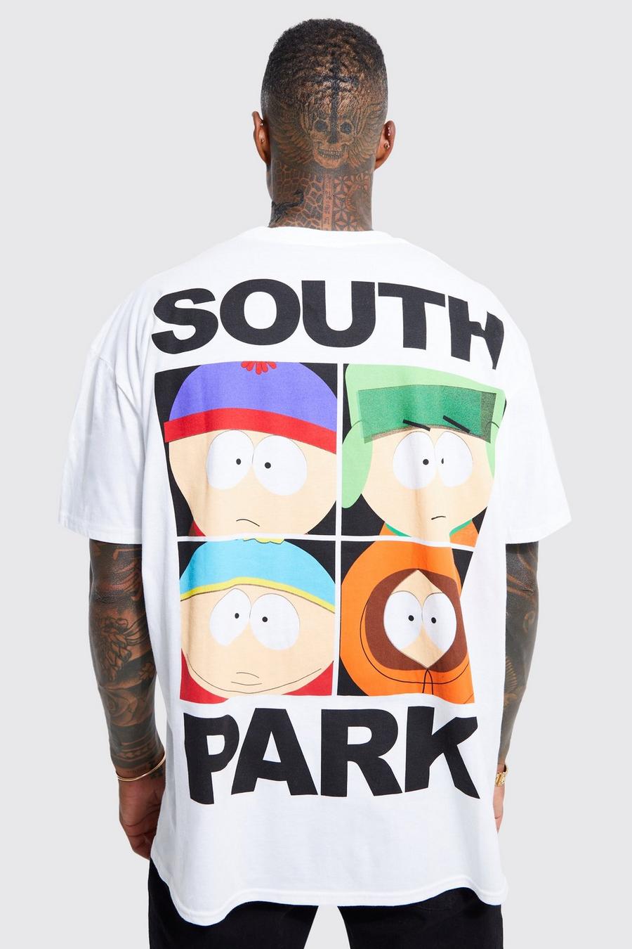 Camiseta oversize con estampado de South Park, White blanco