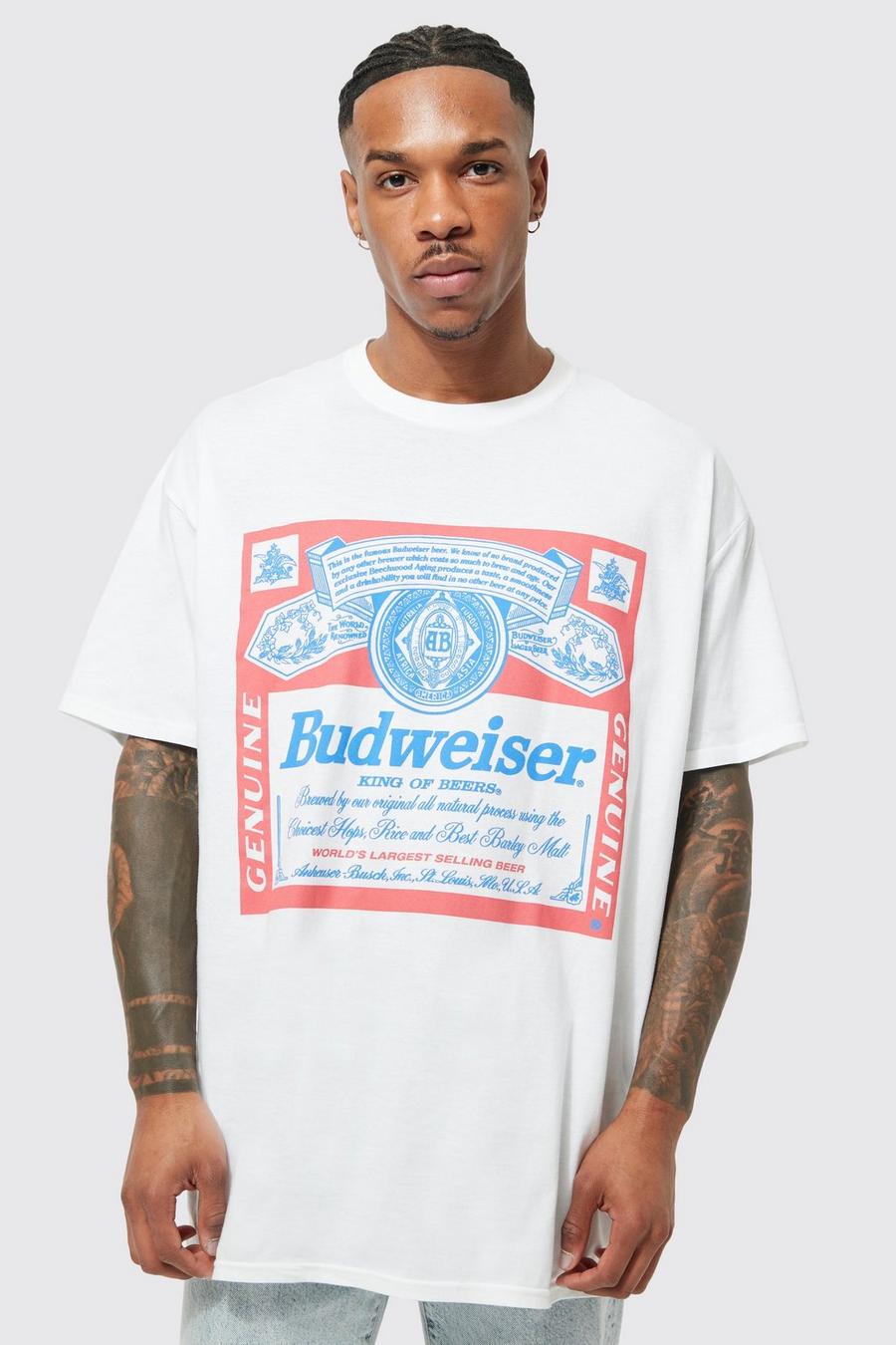 T-shirt oversize à imprimé Budweiser, White