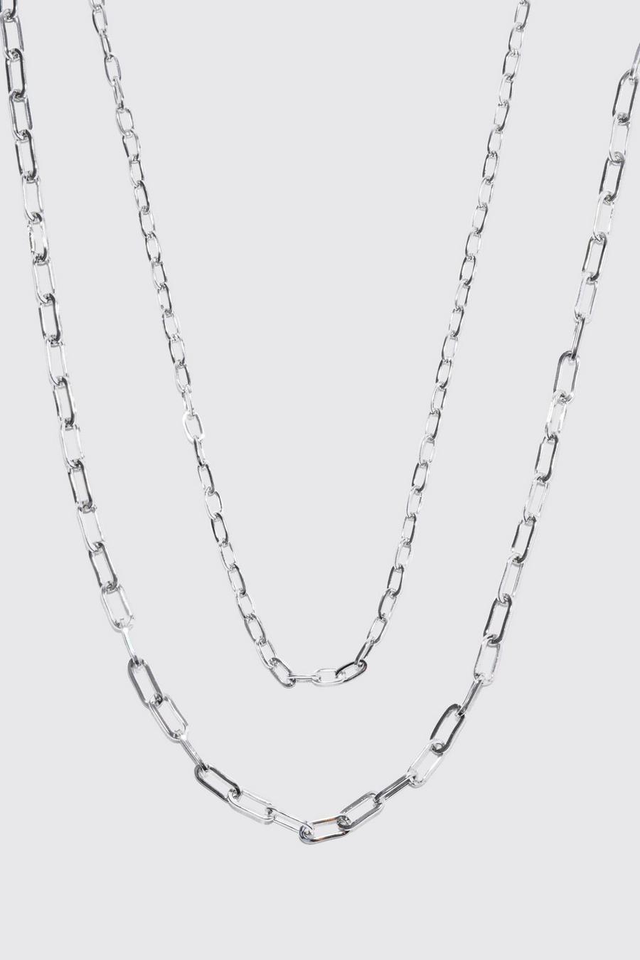 Silver Double Link Chain Necklace image number 1