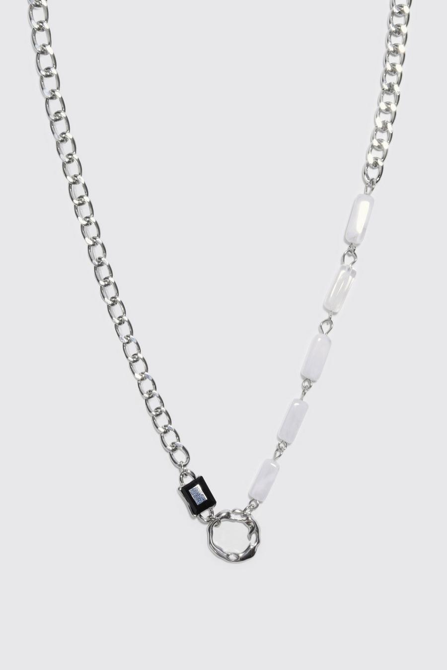 Silver argent Gem Pendant Chain Necklace