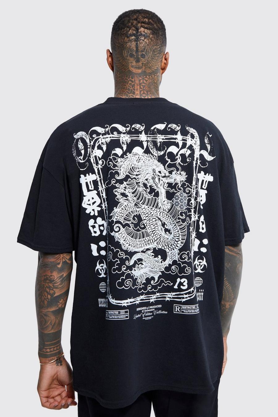 Black noir Oversized Dragon Graphic T-shirt