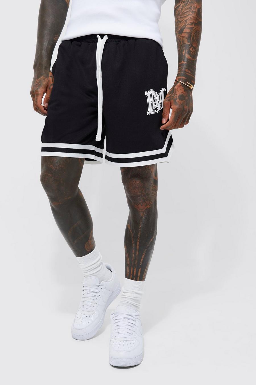 Black Short Length Mesh Basketball Shorts image number 1