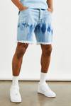 Relaxed Fit Bleached Raw Hem Denim Shorts