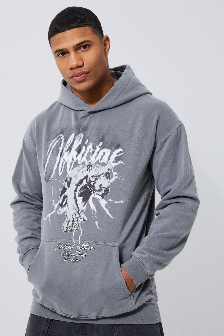 Grey Front Puma Graphic Hoodie image number 1