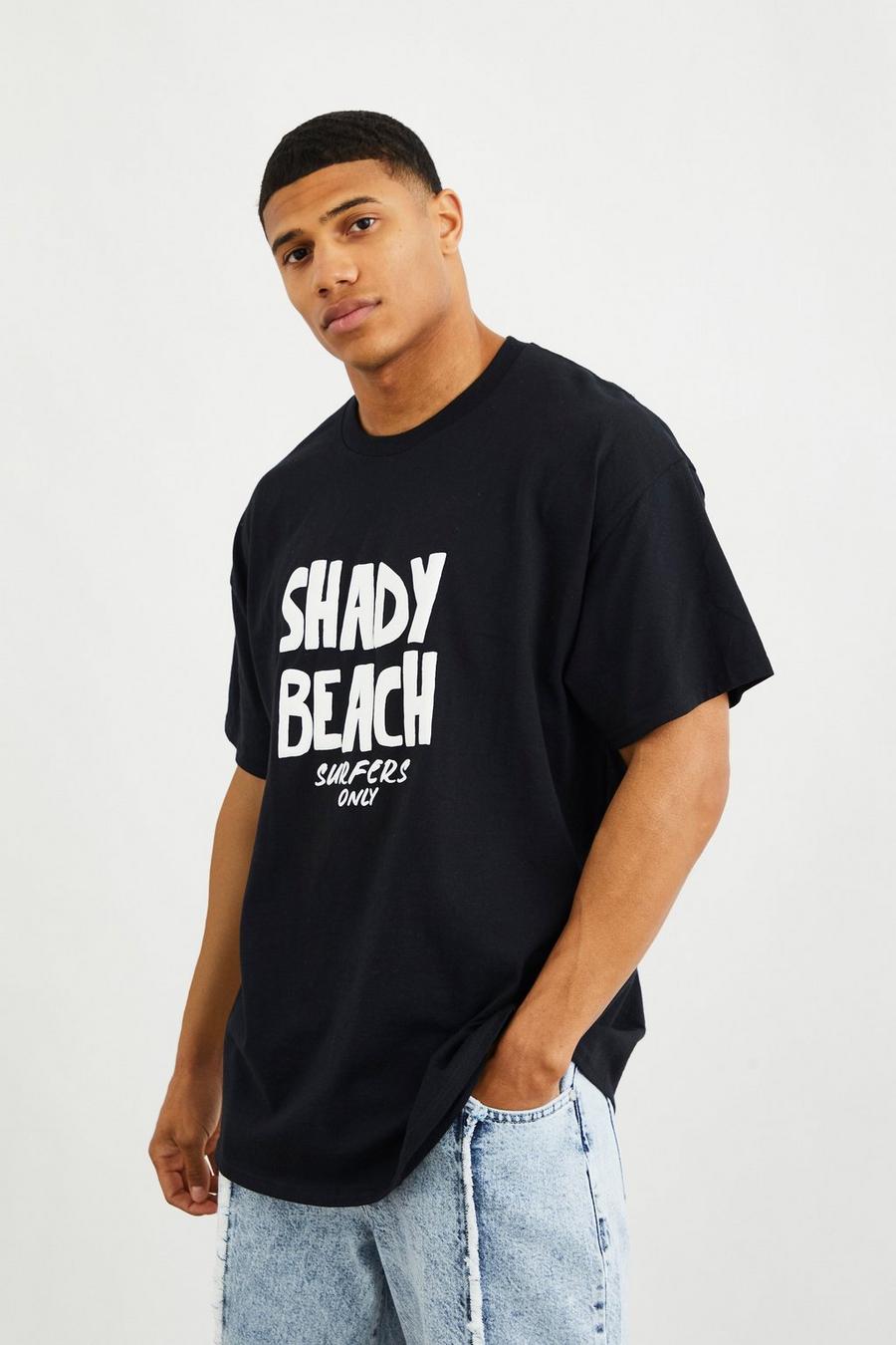 Camiseta oversize con estampado en relieve, Black image number 1