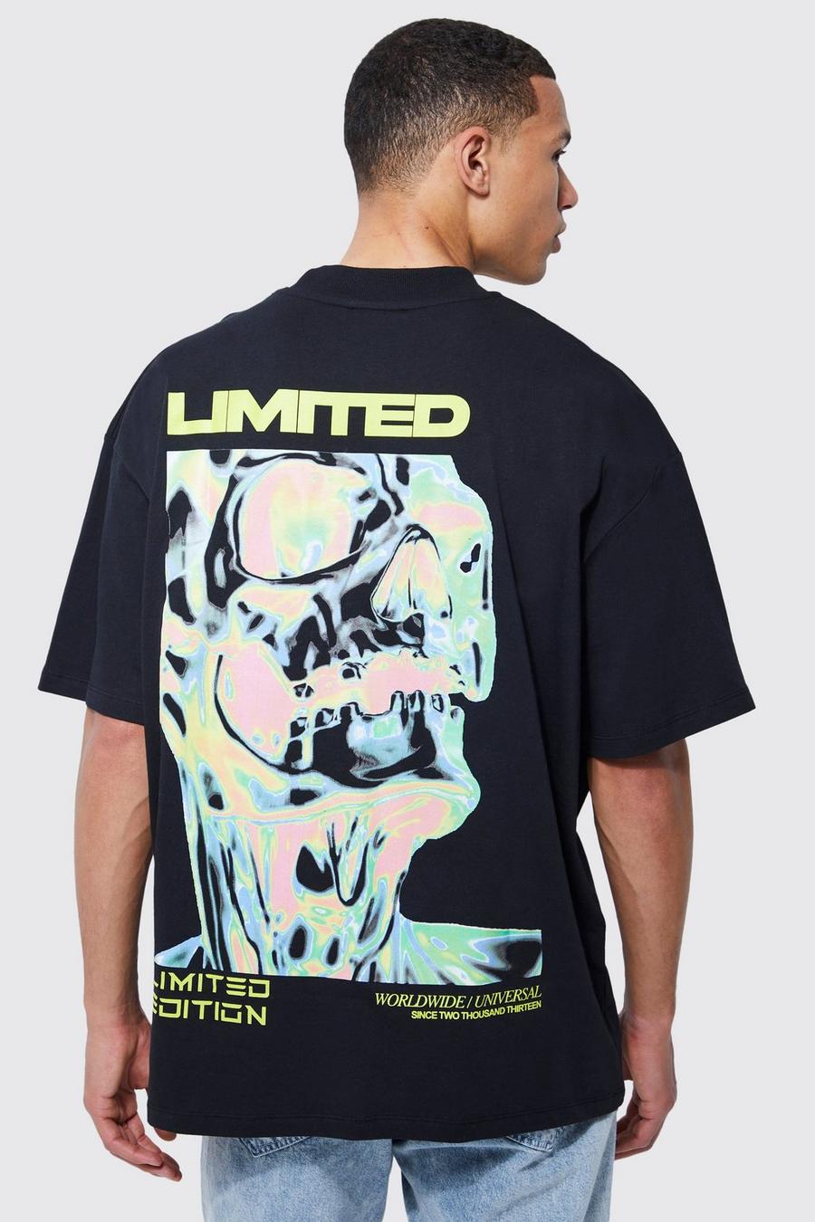 Black Tall Oversized Extended Neck Skeleton T-shirt