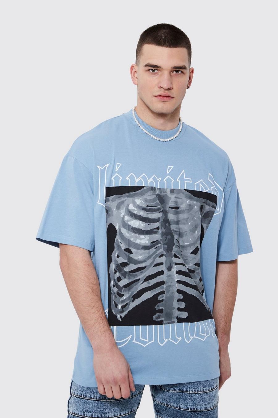 Slate grey Tall Oversized Extended Neck Ribcage T-shirt