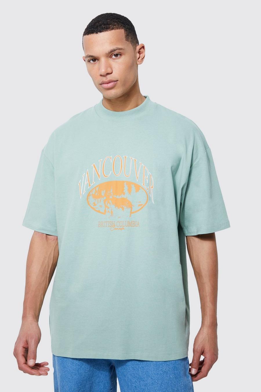 Sage green Tall Oversized Extended Neck Vancouver T-shirt