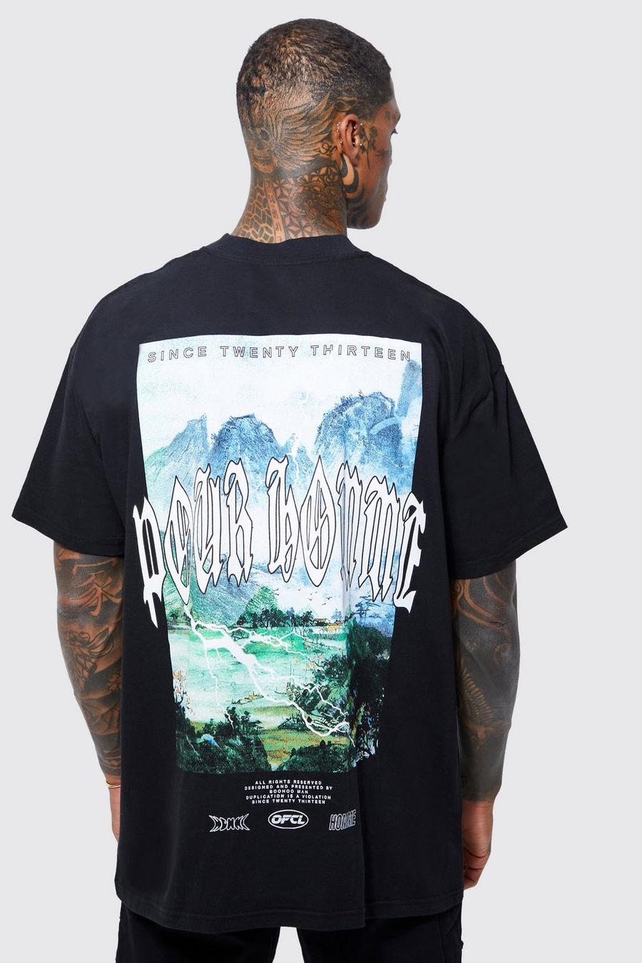 Black Oversized Scenic Graphic T-shirt image number 1