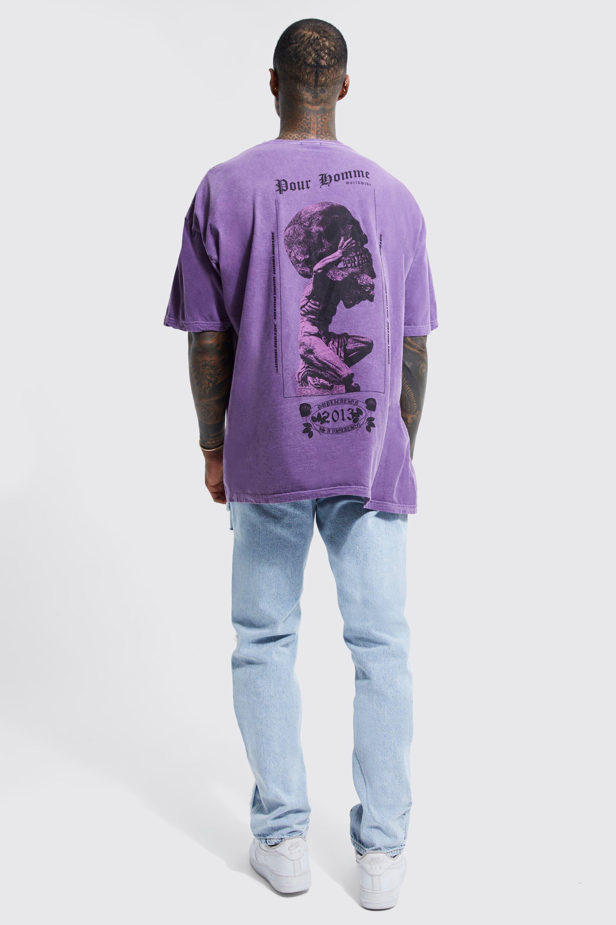 Oversized Skull Overdye Graphic T-shirt | boohoo