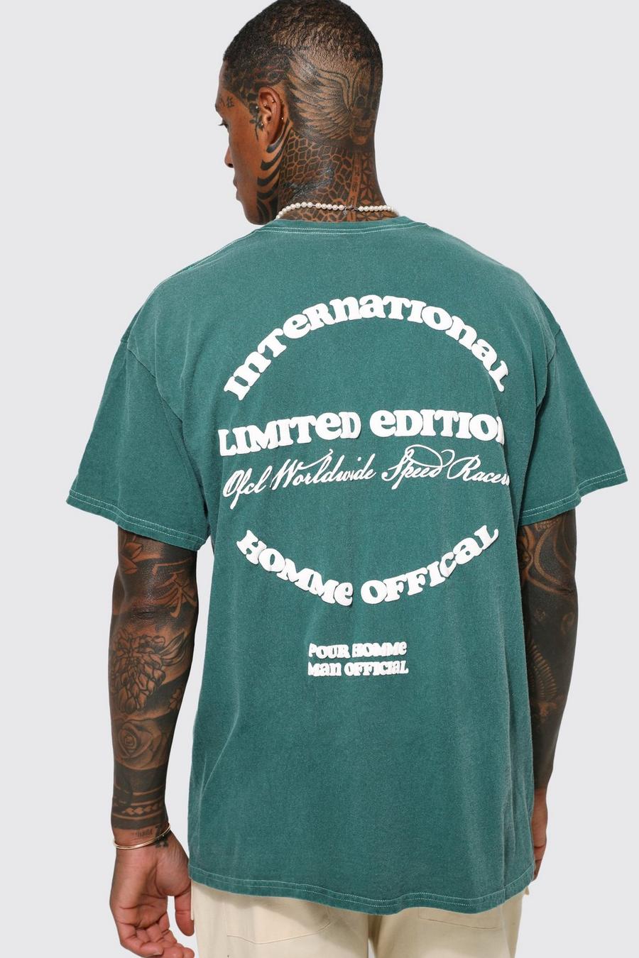 Green Oversized Limited Overdye Puff Print T-shirt image number 1