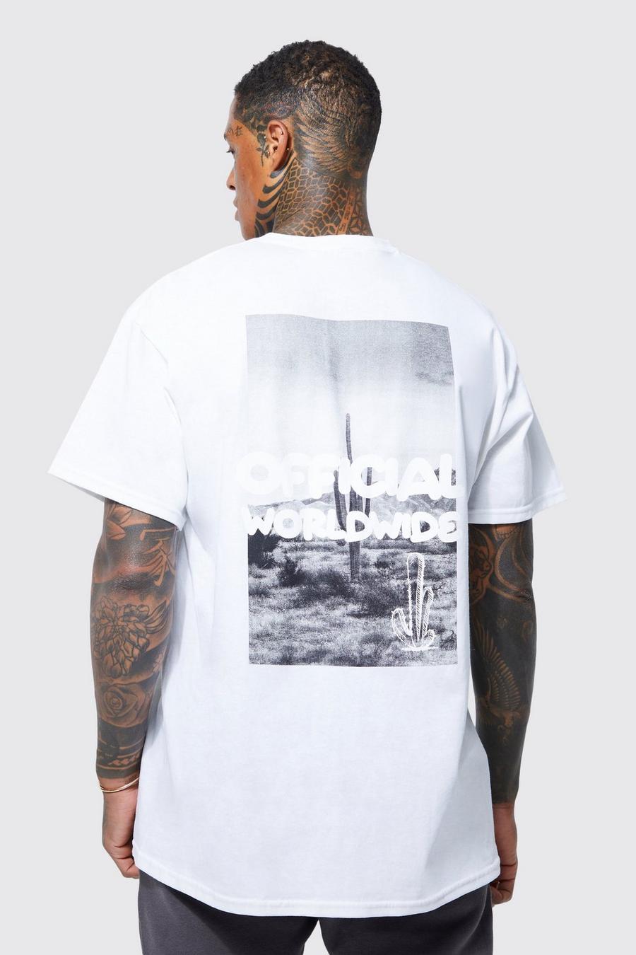 T-shirt oversize con grafica di cactus, White bianco