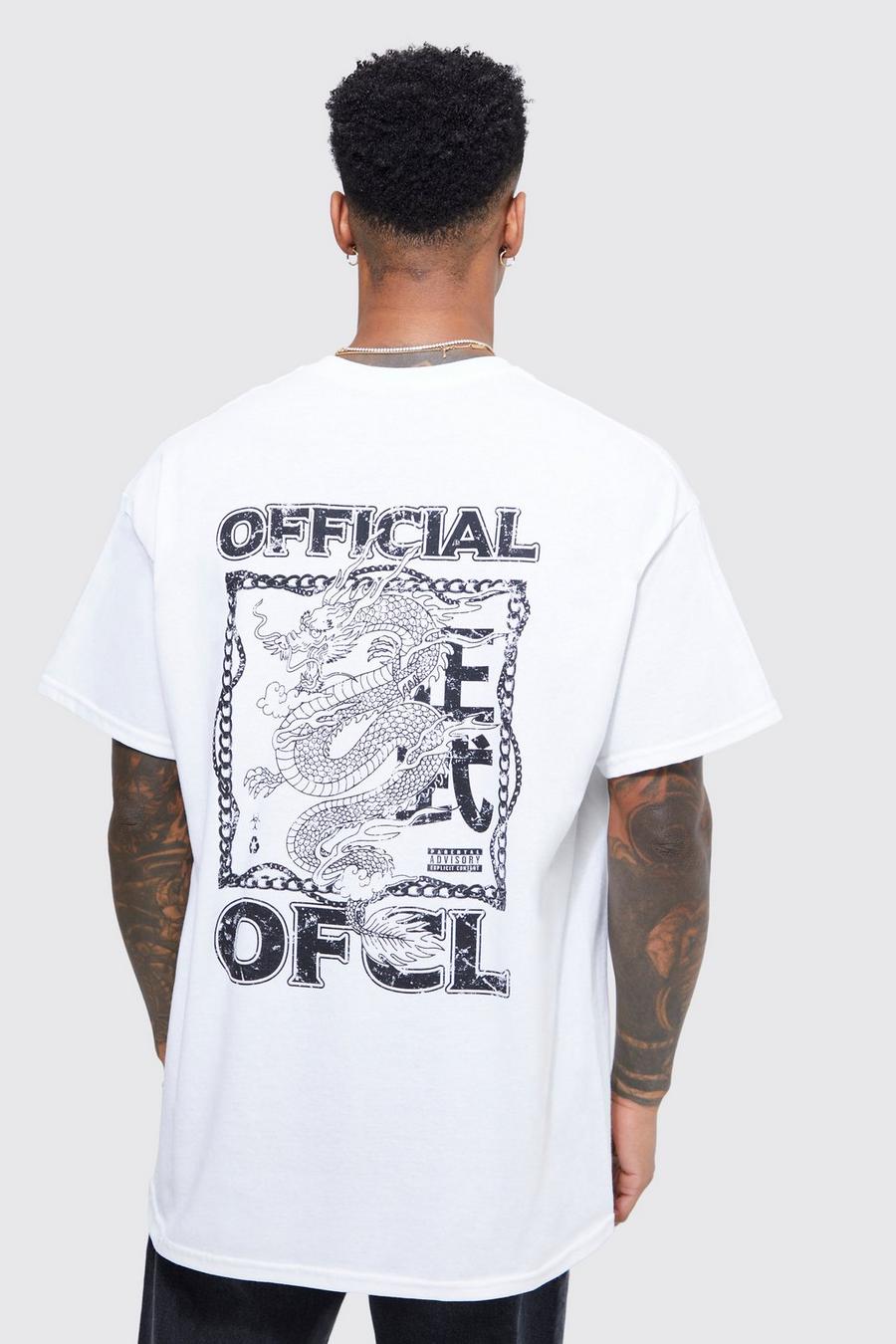 White Oversized Dragon Graphic T-shirt image number 1
