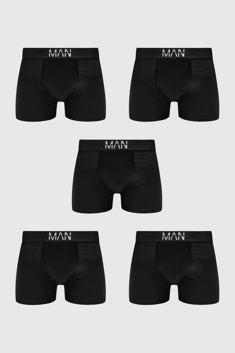 Lot de 5 boxers mi-longs à inscription - MAN, Black image number 1