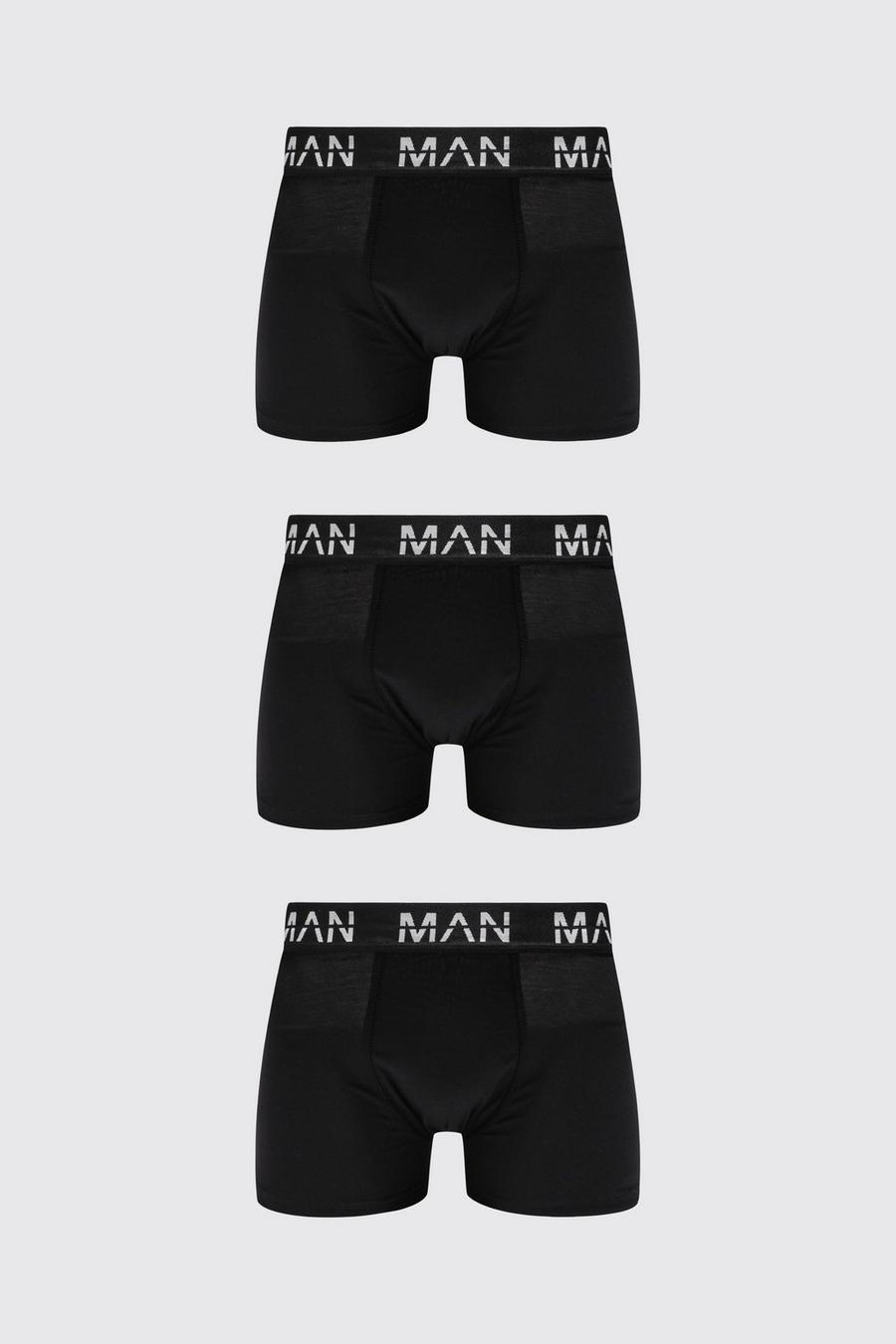 3er-Pack mittellange Man-Dash Repeat Boxershorts, Black image number 1