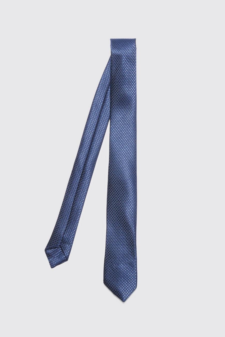 Navy Textured Slim Tie image number 1