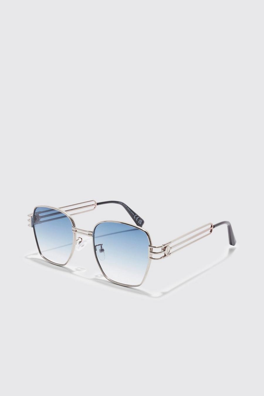 Silver Retro Aviator Sunglasses image number 1