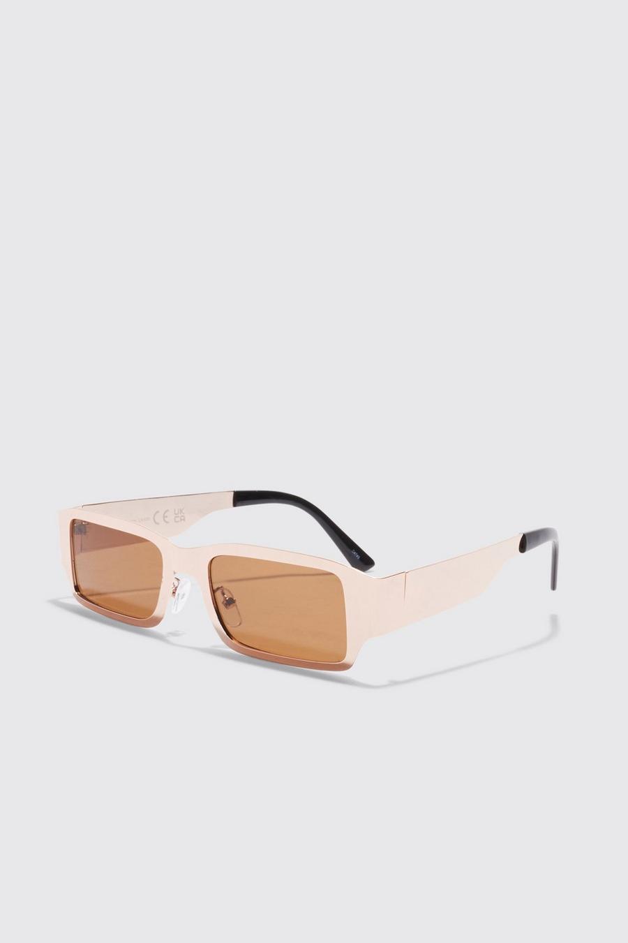 Gold Rectangle Lens Sunglasses image number 1