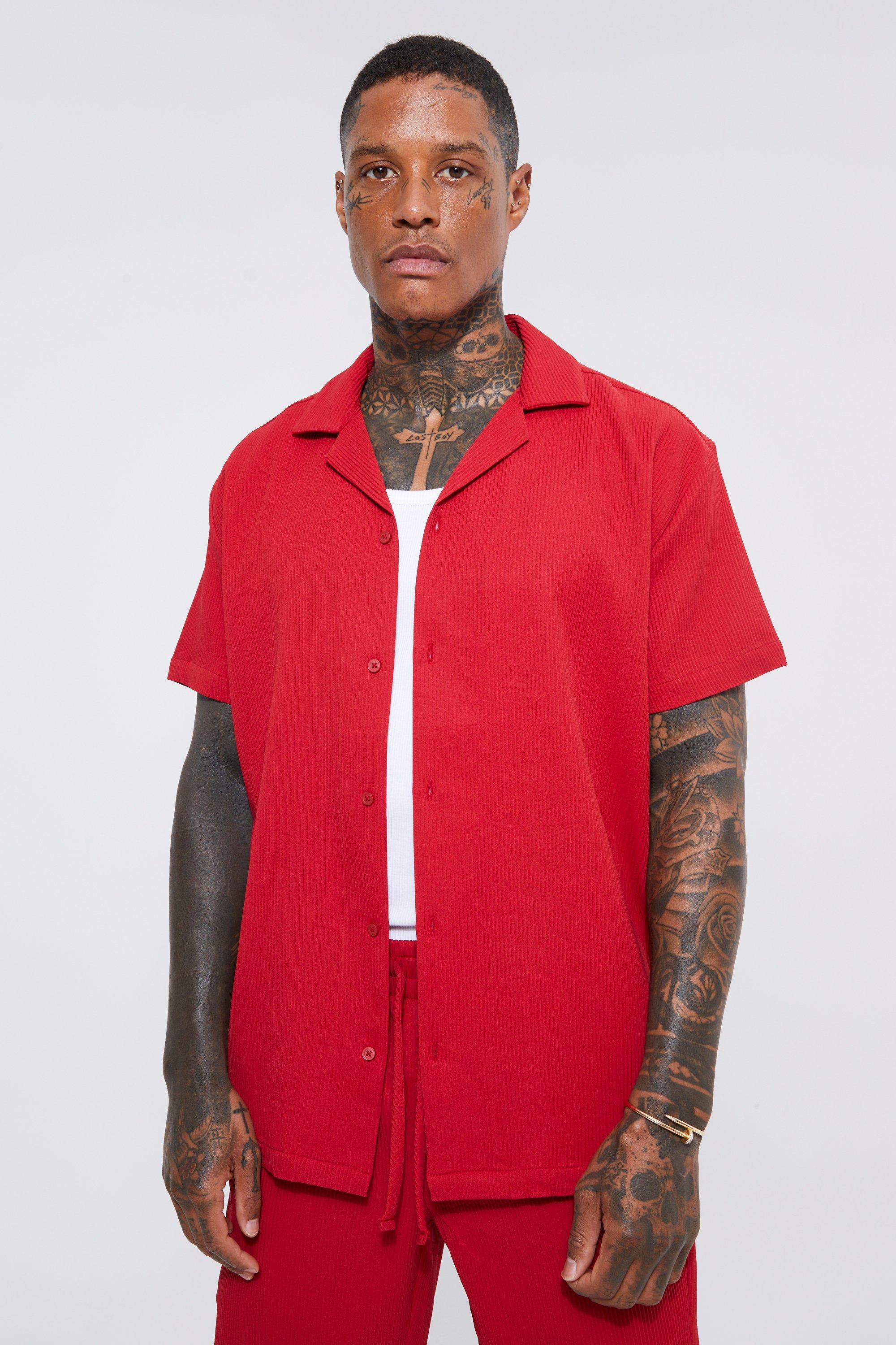 【boohoo】 Oversized Pleated シャツ & ショート セットアップ Pleated Oversized Shirt And Short Set | boohoo