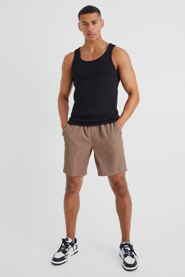 Pleated Mid Length Short mocha