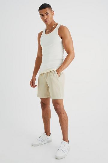 Pleated Mid Length Short taupe