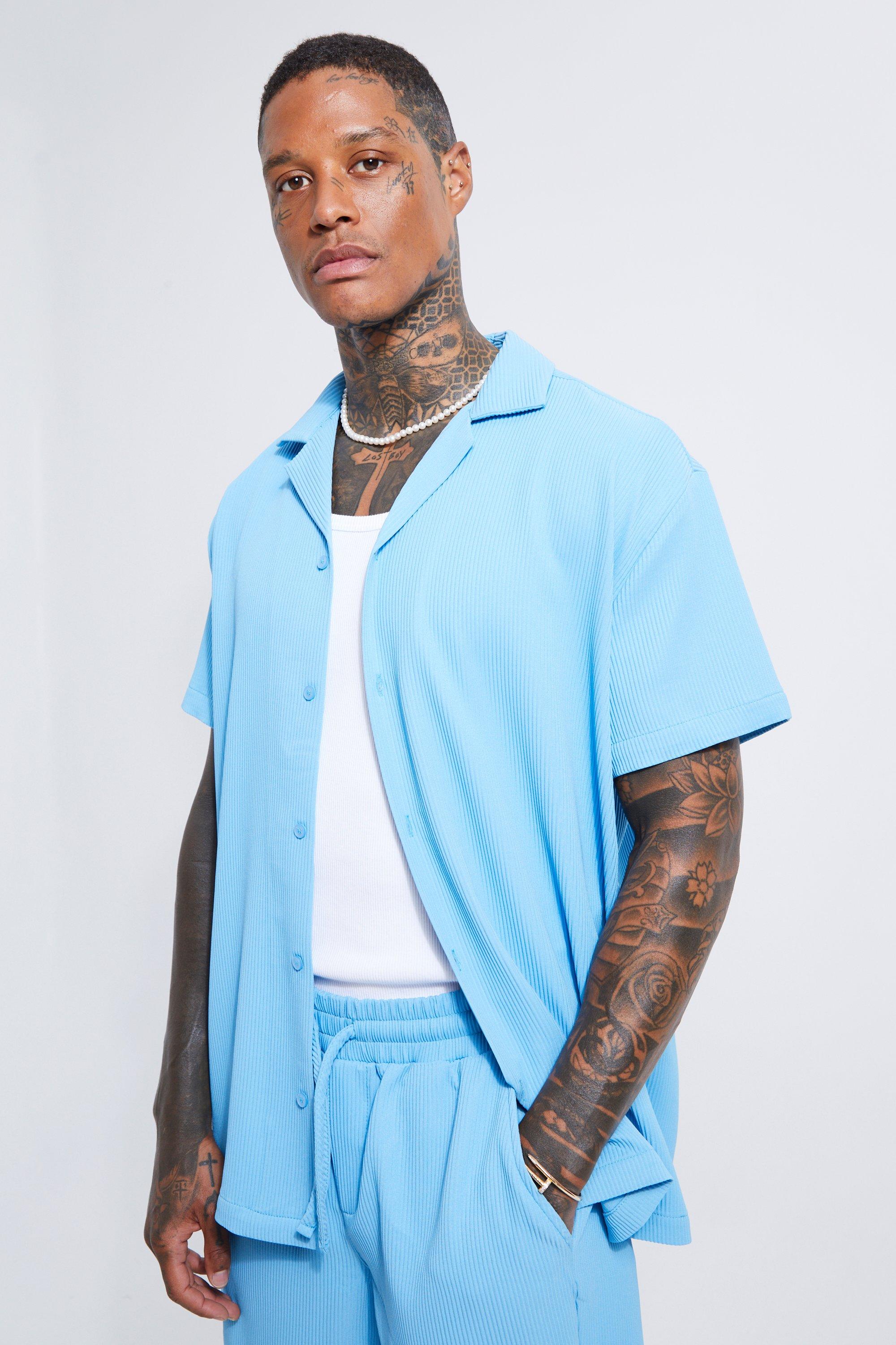 【boohoo】 Oversized Pleated シャツ & ショート セットアップ Pleated Oversized Shirt And Short Set | boohoo USA
