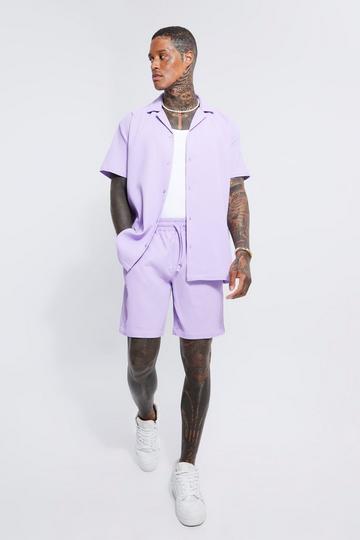 Pleated Oversized Shirt And Short Set lilac