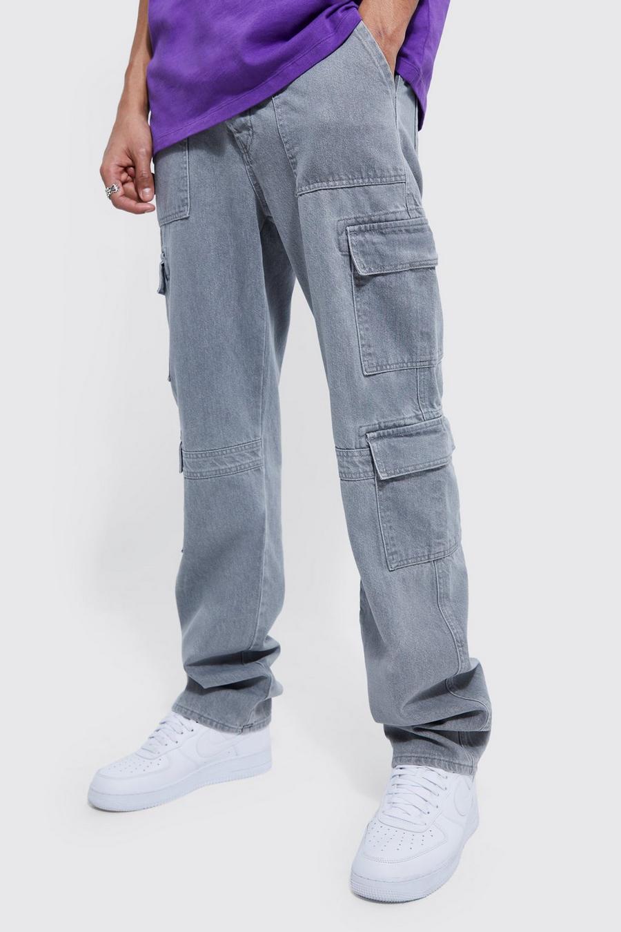 Ice grey Tall Relaxed Rigid Multi Cargo Pocket Jean