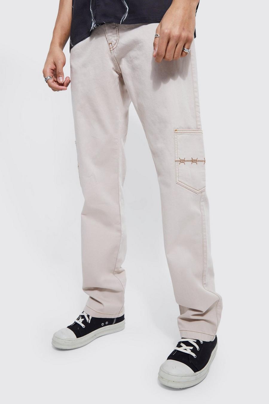 Tall lockere Cargo-Jeans, Stone image number 1