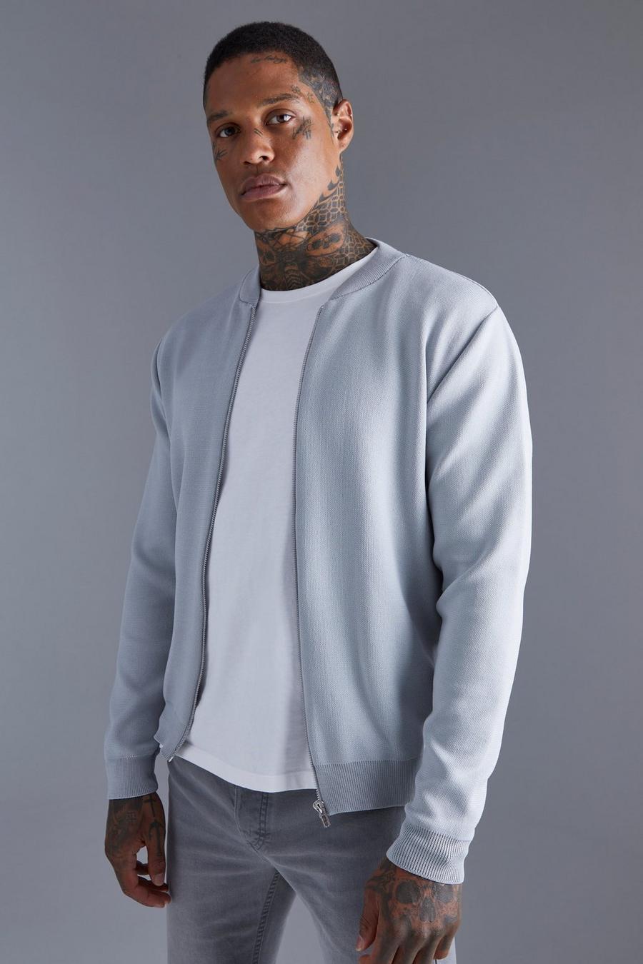 Grey gris Smart Knitted Bomber